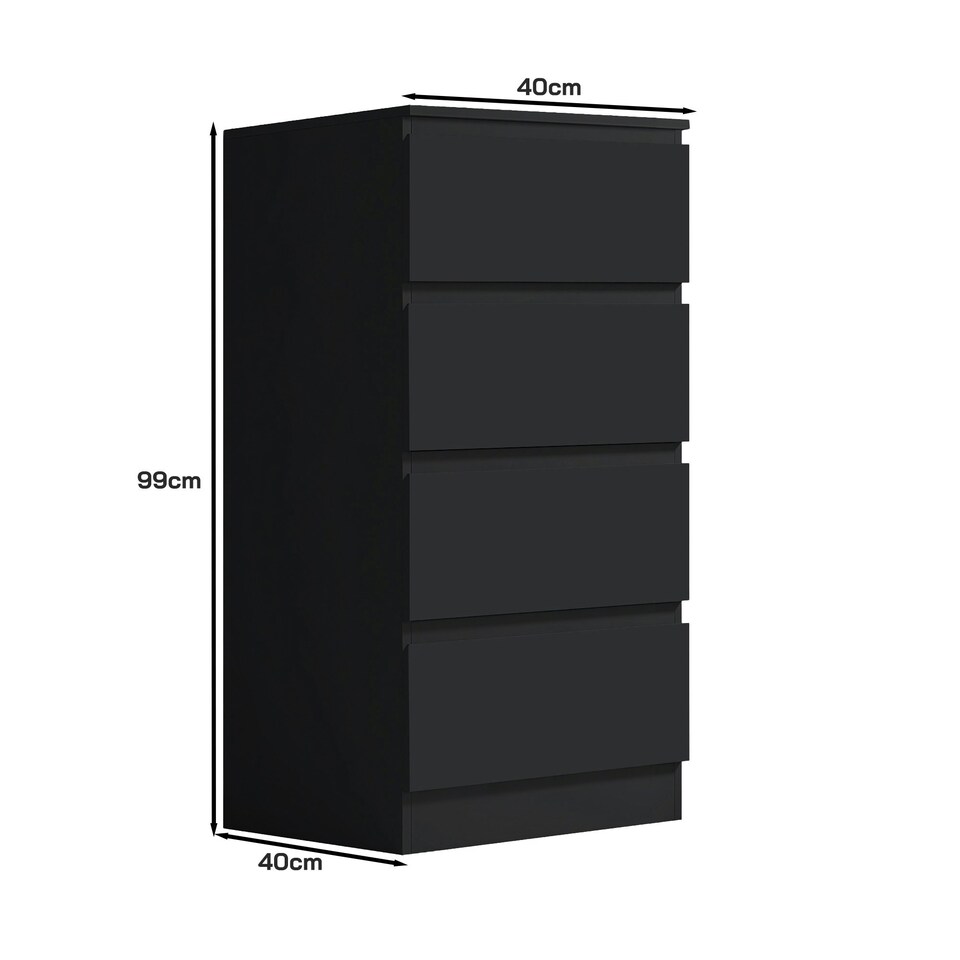 image 1 of FWStyle Stora 4 Drawer Chest of Drawers - Matt Black