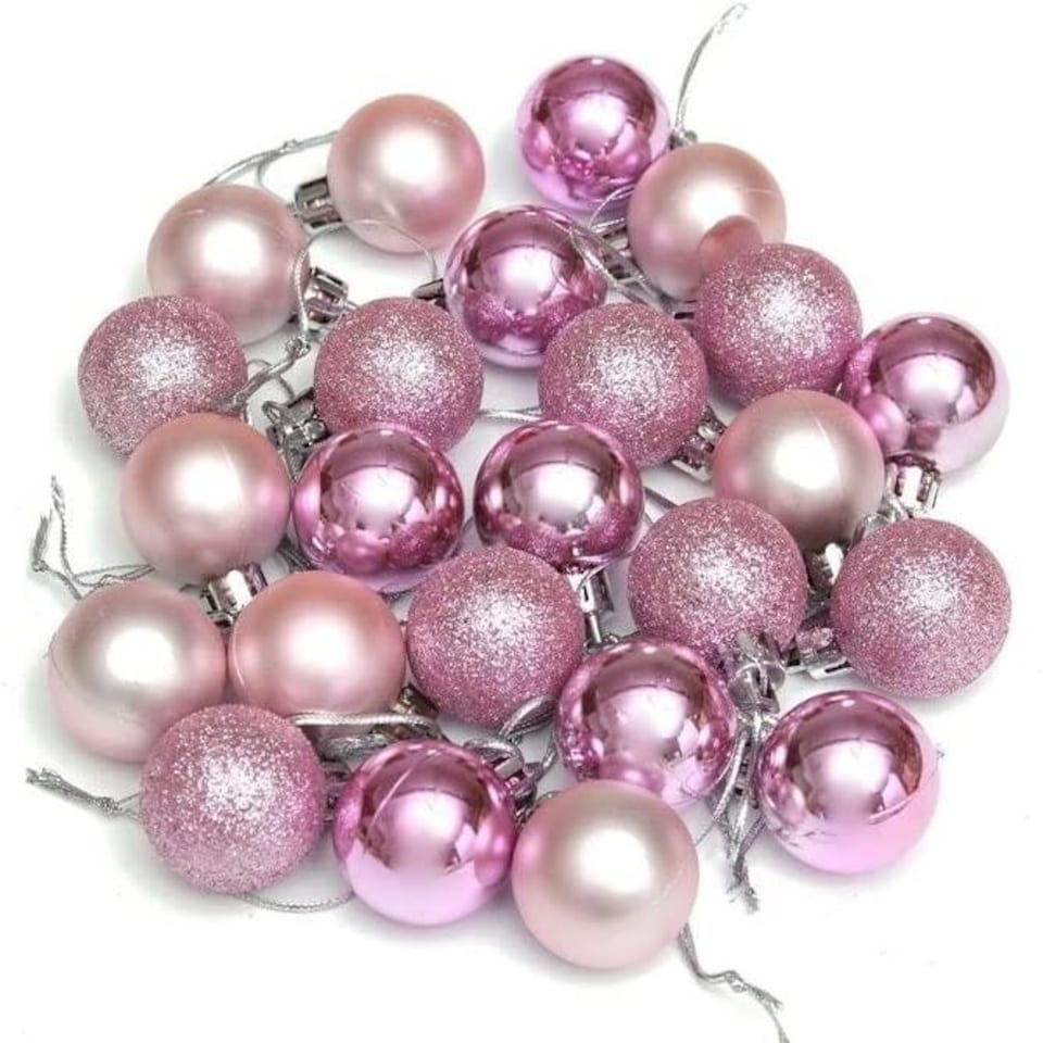image 1 of 30mm/12Pcs Christmas Baubles Shatterproof Pale Pink,Tree Decorations