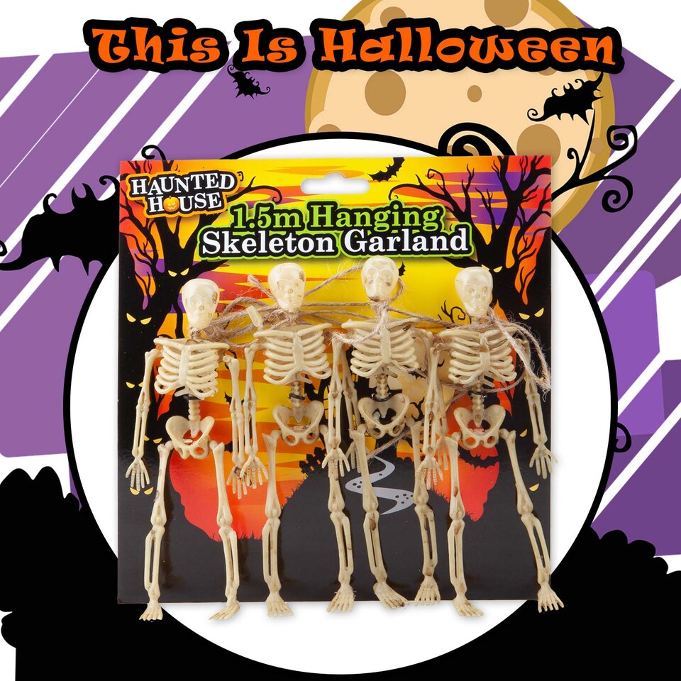 image 1 of PMS Halloween Hanging Skeletons Decorations - Set of 4 White