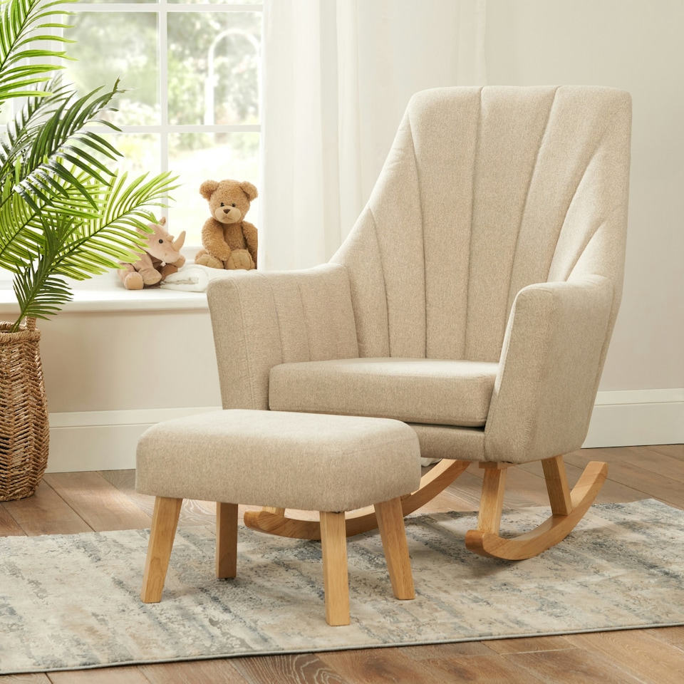 image 1 of Tutti Bambini Jonah Rocking Chair & Foot Stool - Stone