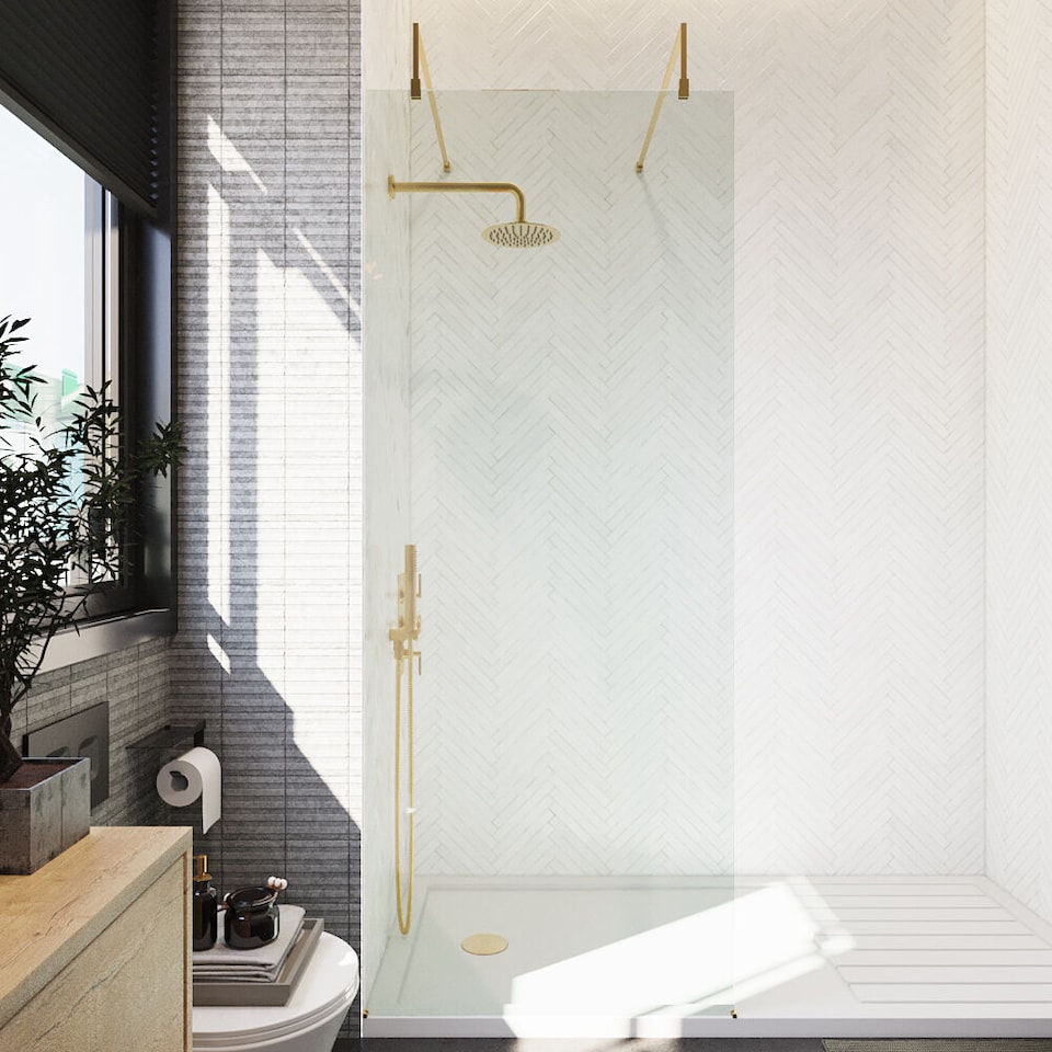 image 1 of Balterley Contemporary Wetroom Screen Aluminium | Copper | Brushed Brass