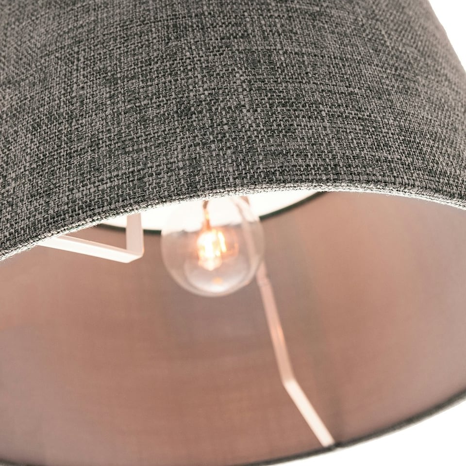 image 1 of Contemporary and Sleek 12 Inch Grey Linen Fabric Drum Lamp Shade 60w Maximum