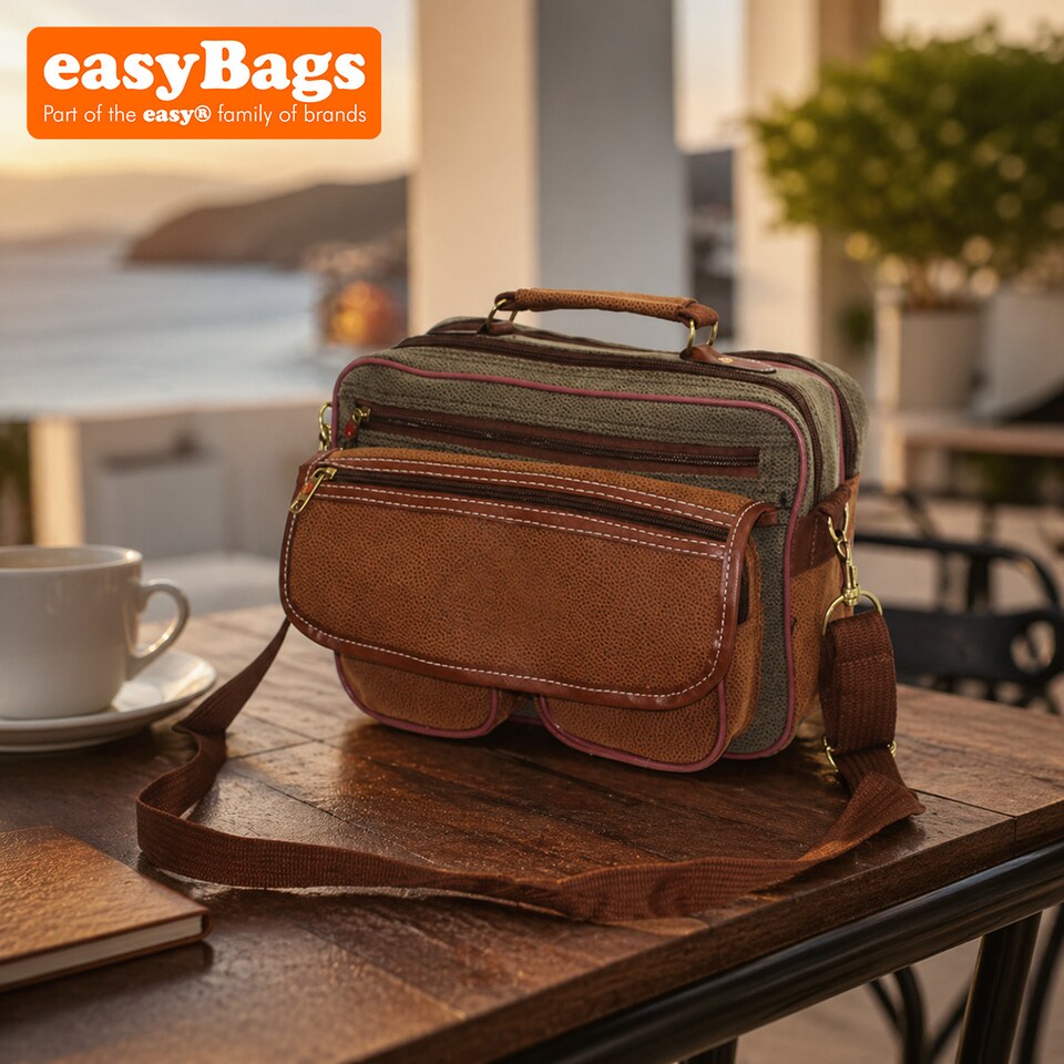 image 1 of Men Pu Leather 31x 23 x 20 Cabin Approved Messenger Travel Bag - 14L