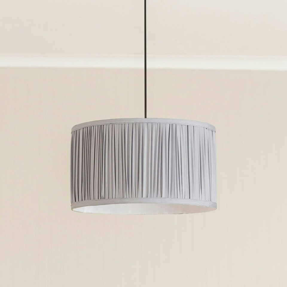 image 1 of ValueLights Jess Powder Blue Fabric Ruched Pleated Large Drum Shade