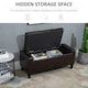 image 3 of HOMCOM 40x90cm PU Leather Storage Ottoman Bench Wood Frame w/ Tufting Feet Brown