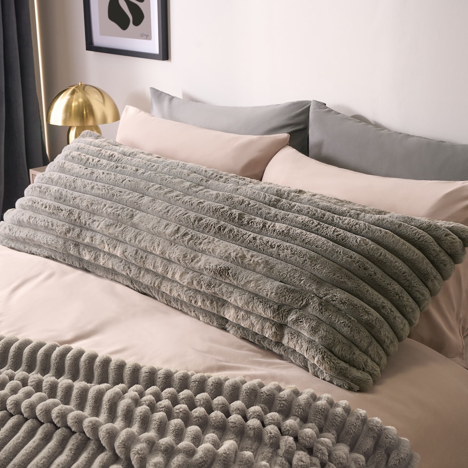 image 1 of OHS Ribbed Faux Fur Bolster Pillow Soft Maternity Support Cushion | Grey | One Size