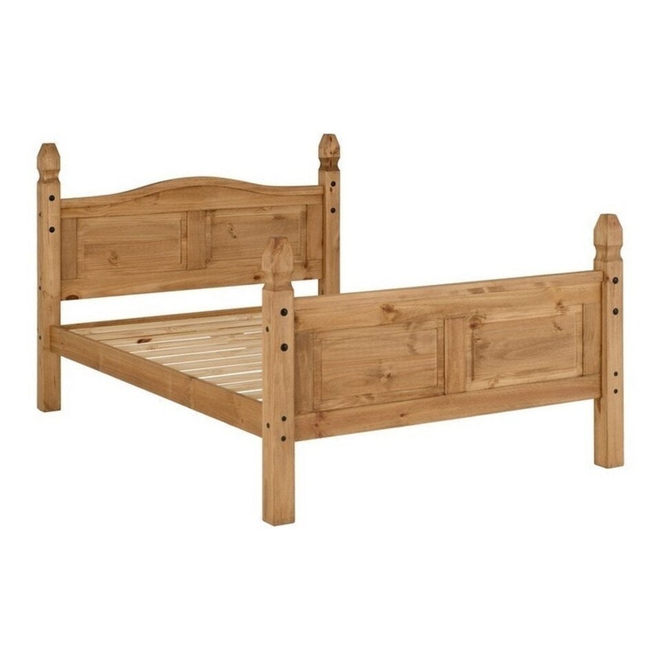 image 1 of Corona 5 Feet Bed High Foot End - L214.5 x W163 x H117 cm - Distressed Waxed Pine