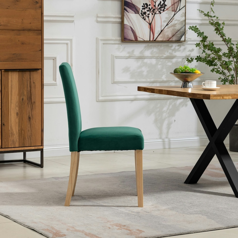 image 1 of Maiolo Velvet Dining Chairs - Set of 2 - Green