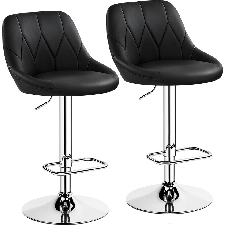 image 1 of Yaheetech  Set of 2 Faux Leather Swivel Bar Stools
