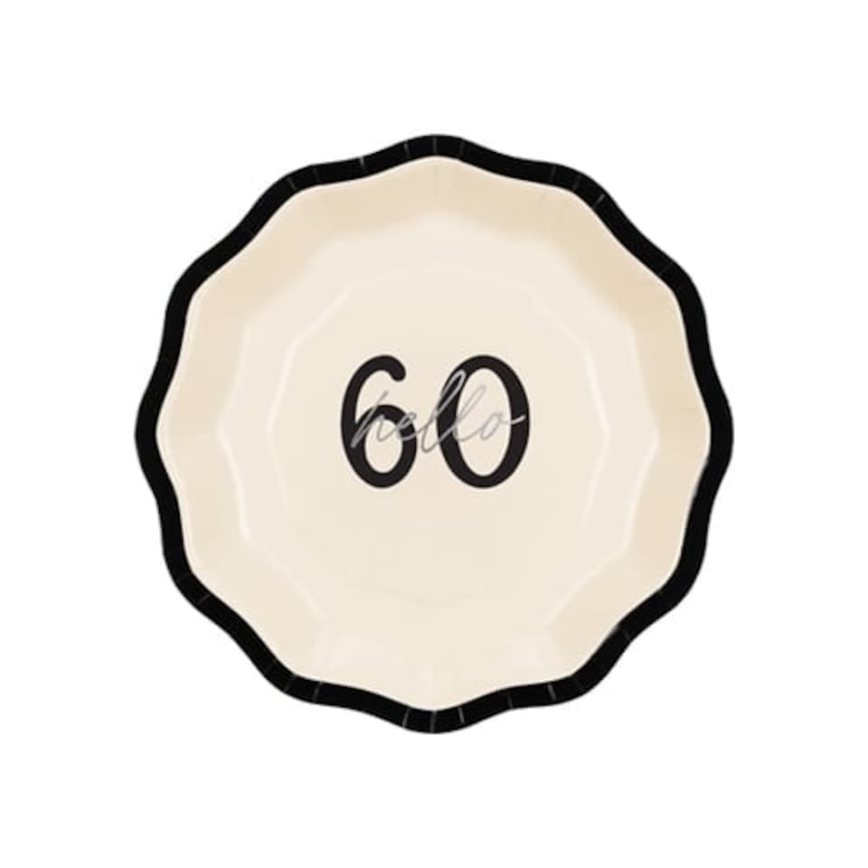 image 1 of Hello 60 Elegant Milestone Birthday Round Paper Plates 18cm - Pack of 6 | Multi