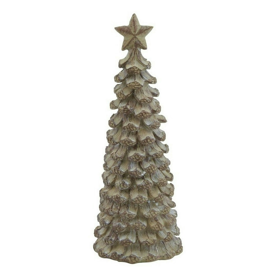 image 1 of Small Cedar Tree with Star - Resin - L6 x W6 x H17 cm - Beige