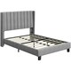 image 2 of Yaheetech 135 cm W x 190 cm L Upholstered Bed Frame with Wing Side Light Grey
