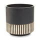 image 1 of Interiors by Premier Small Ceramic Planter, Modern Black and Gold Planter for Indoor Plants, Drum-shaped Ceramic Planter for Home Black