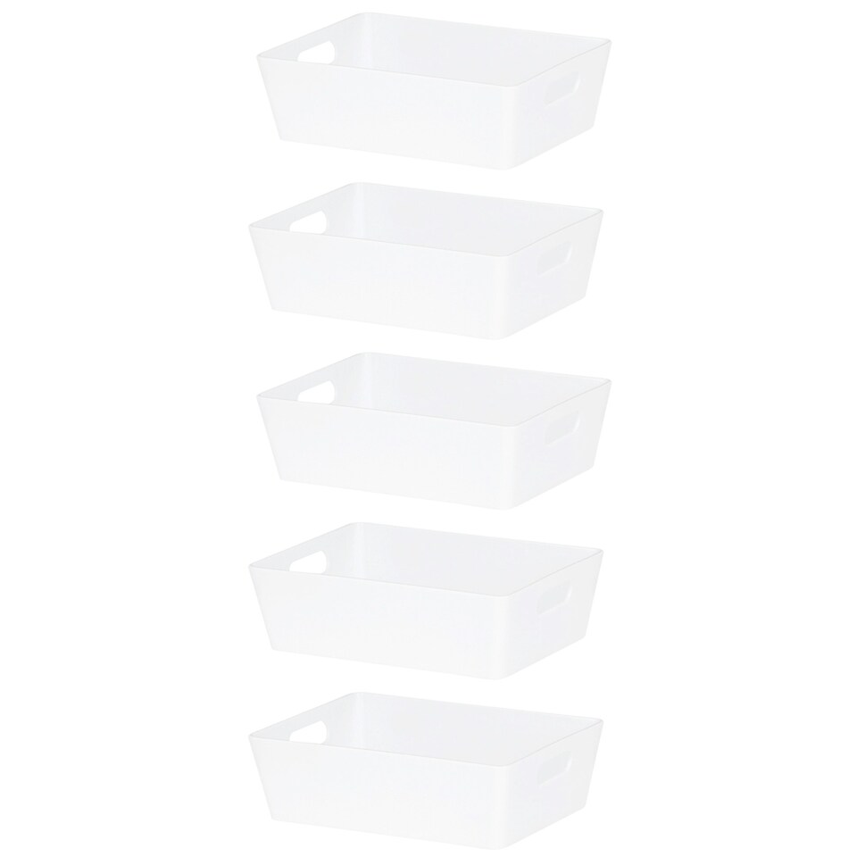 image 1 of Wham Studio 5 x 770ml Rectangular Plastic Storage Baskets Ice White White