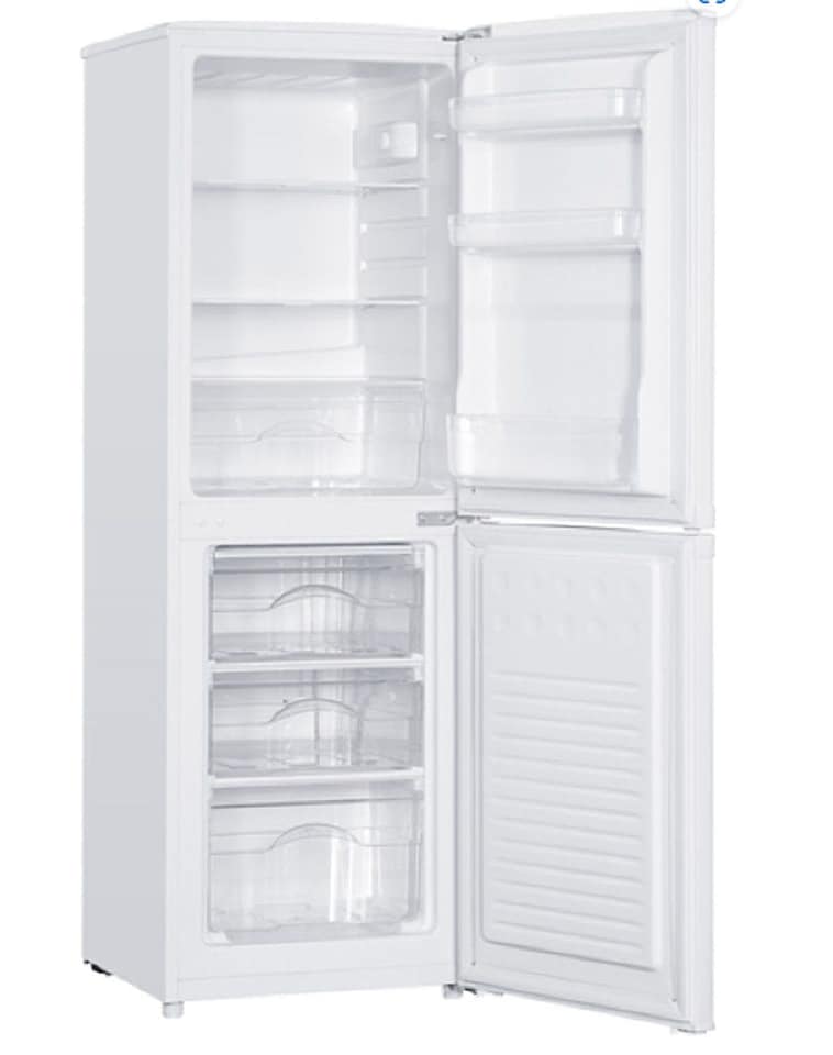 image 1 of Statesman F1448W 50/50 Fridge Freezer with 3 Clear Drawers, 142 Litre Capacity, 3 Adjustable Glass Shelves, 48 cm Wide, White