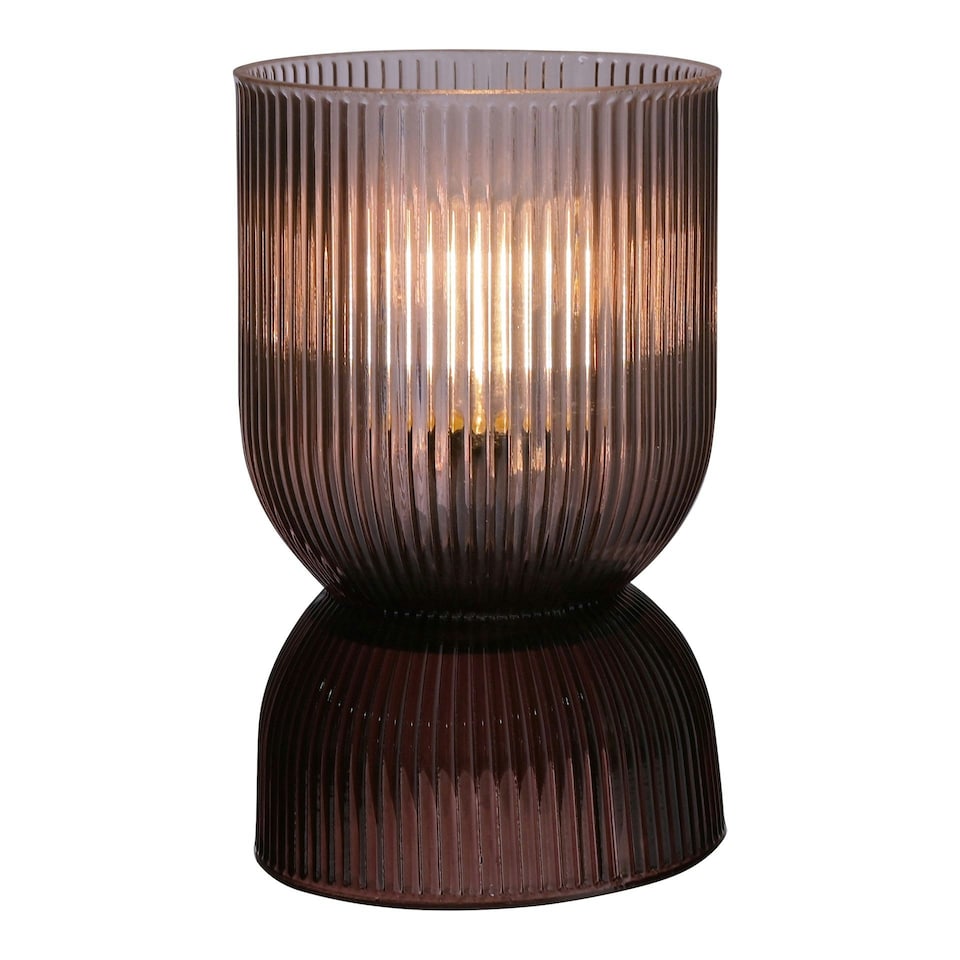 image 1 of Hestia Battery Operated Curved Glass Lamp Taupe