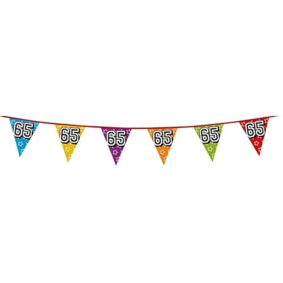 Age 65 Holographic Foil Pennant Bunting 8m