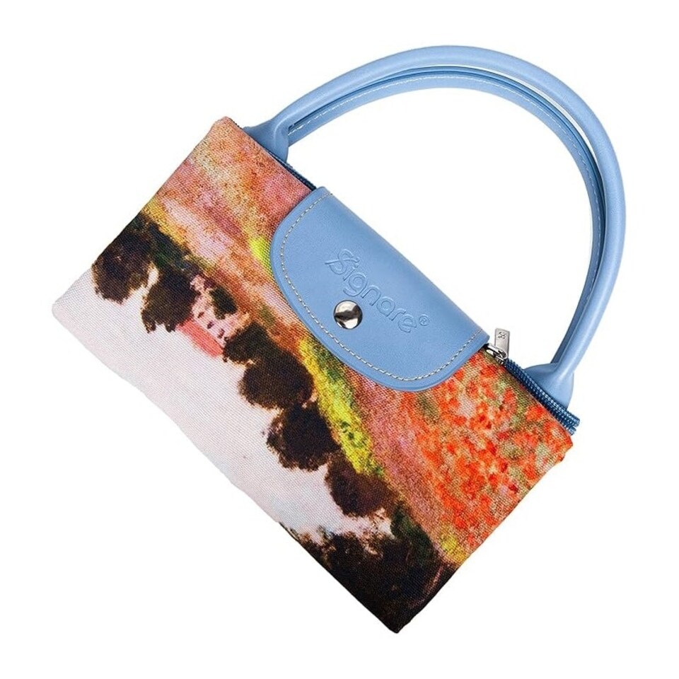 image 1 of Signare Foldable Shopper Tote Bag Poppy Field Blue