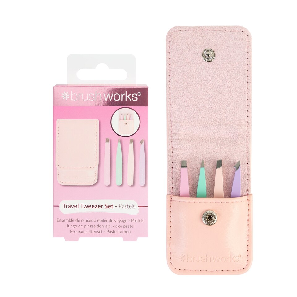 image 1 of Brushworks Travel Tweezer Set - Pastels