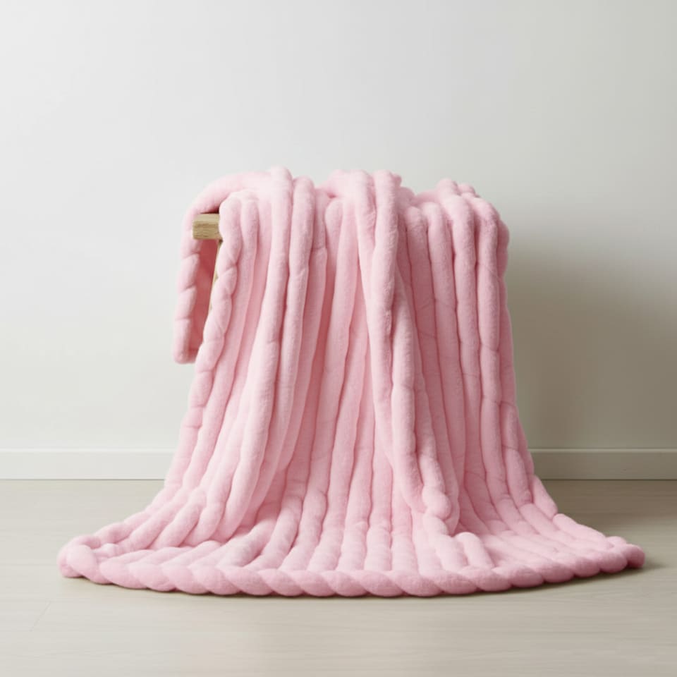 image 1 of Luxury Big Cord Blanket Thick Ribbed Throw Ultimate Comfort Warmth | Pink