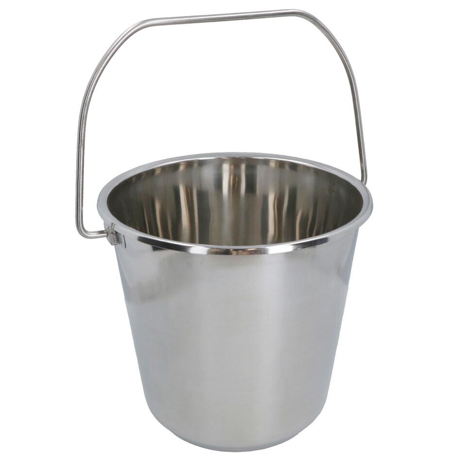 image 1 of 12L Stainless Steel Metal Bucket Pail Water Carrier Greenhouse Garden BBQ 2PK