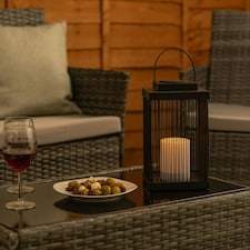 ValueLights Dancing Candlelight Black Outdoor Solar Lantern