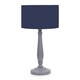 image 3 of ValueLights Victoria Grey Wood Traditional Stem Table Lamp with Navy Blue Fabric Drum Shade