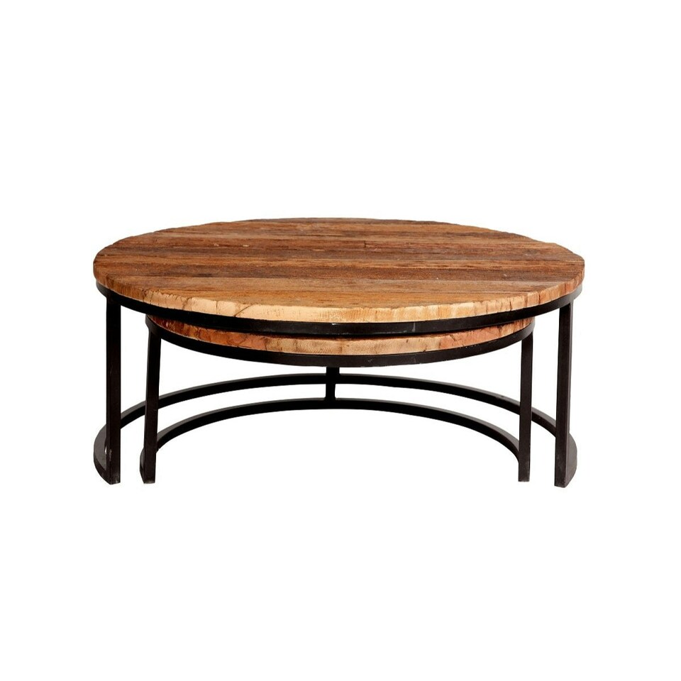 image 1 of Codd Set of 2 Coffee Tables Railway Sleeper Wood Brown