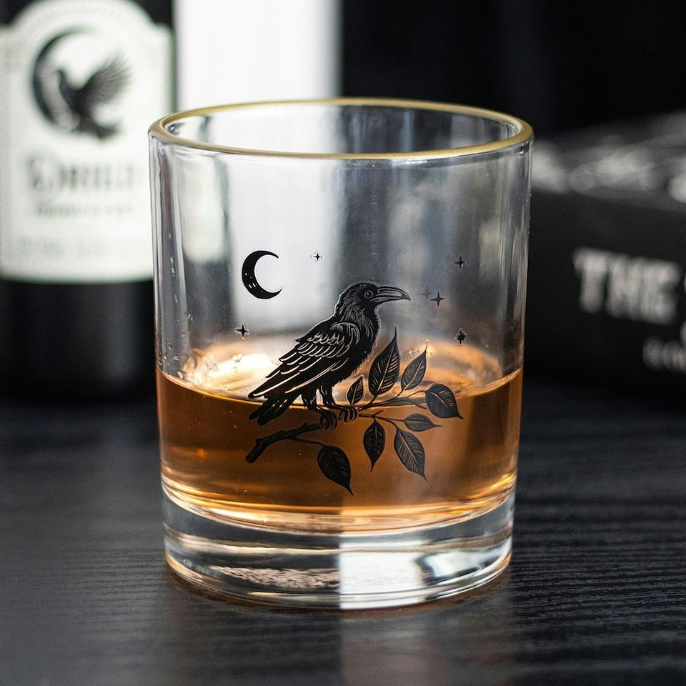 image 1 of Perched Raven Drinking Glass Clear
