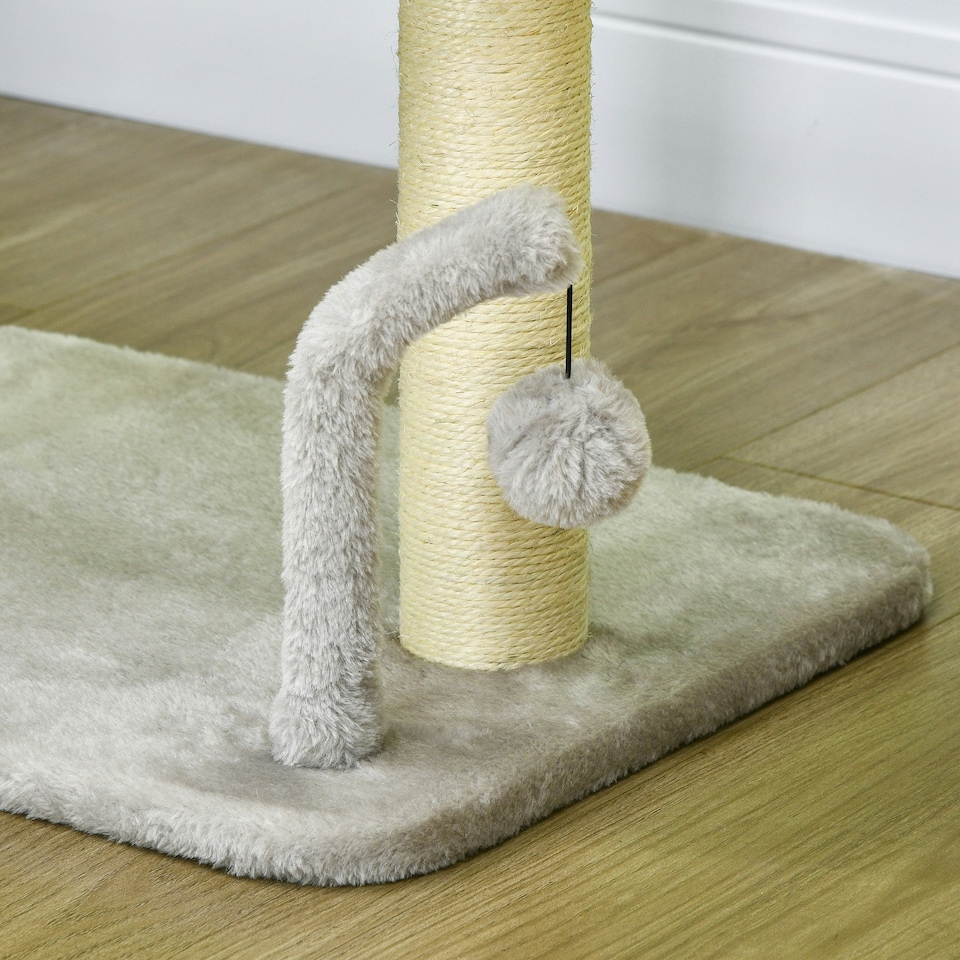 image 1 of PawHut Cat Tree Tower Scratcher with Bed for Indoor Cats, Light Grey