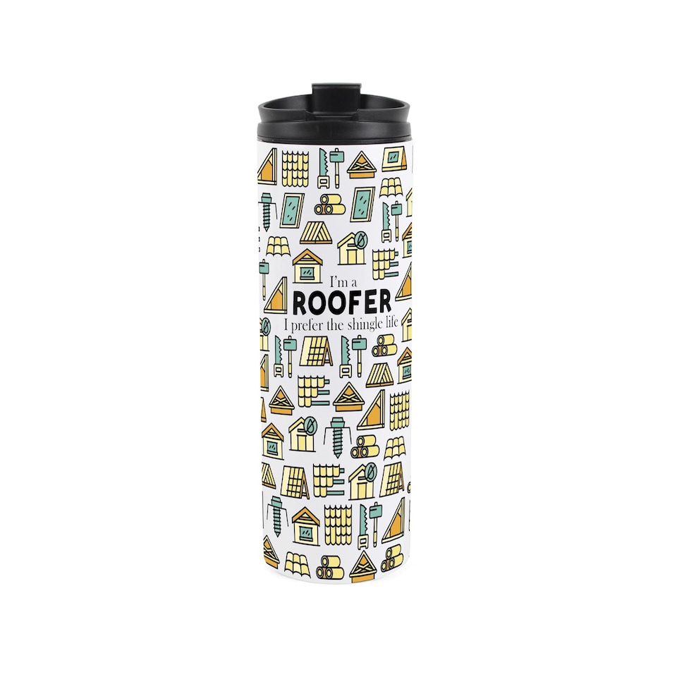 image 1 of Novelty Roofer Travel Flask - Reusable Stainless Steel Tumbler Gift