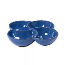 Verano Spanish Ceramics Selena Glazed 4-Part Snack Dish - 25cm Blue