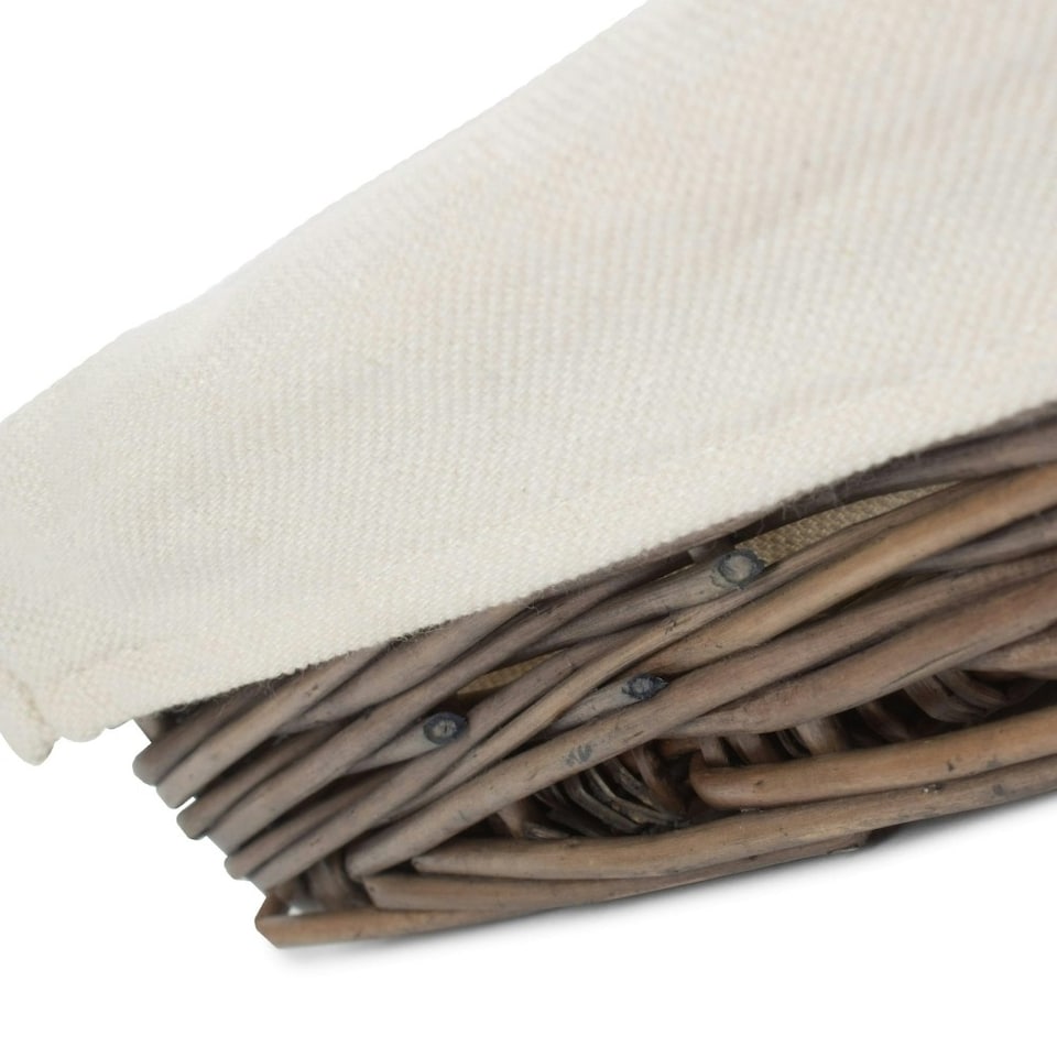 image 1 of Lined Antique Wash Rectangular Straight-Sided Wicker Tray Set of 3 Brown | Brown