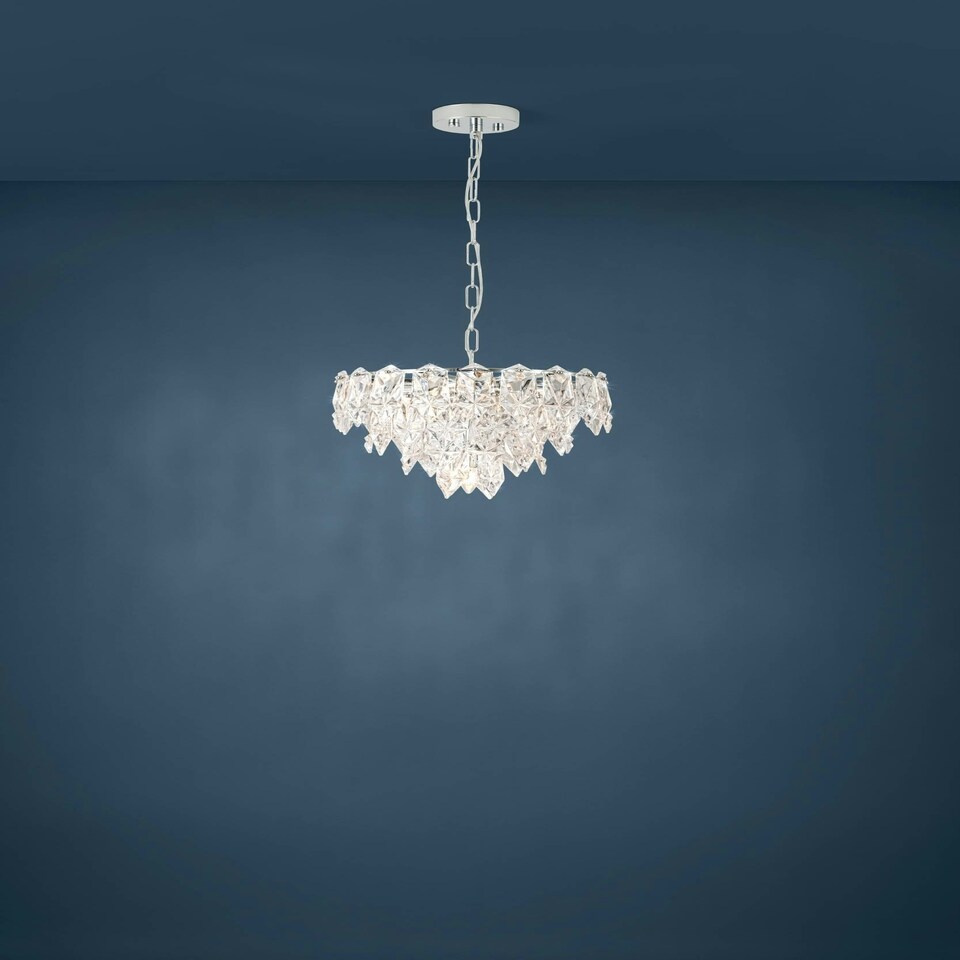 image 1 of EGLO Carvario Glass Pendant Chandelier Light Silver