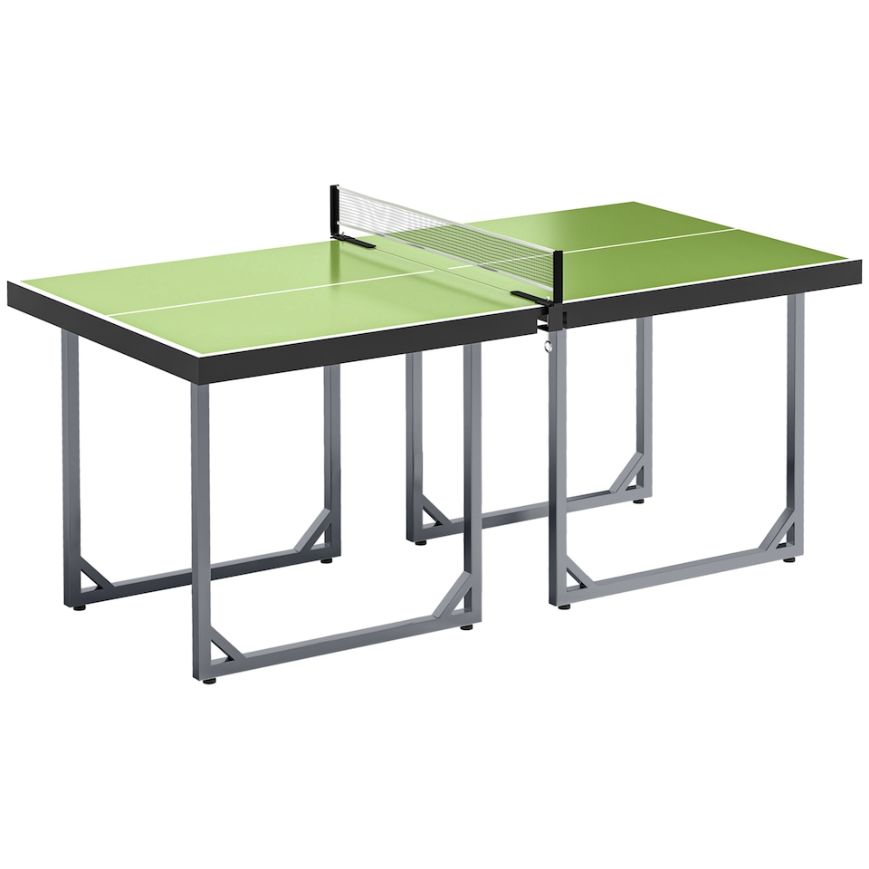 image 1 of HOMCOM 6ft Table Tennis Table, Ping Pong Table with Net, Foldable and Portable Ping Pong Set for Indoor Outdoor Use, Easy Assemble, Midsize, Green