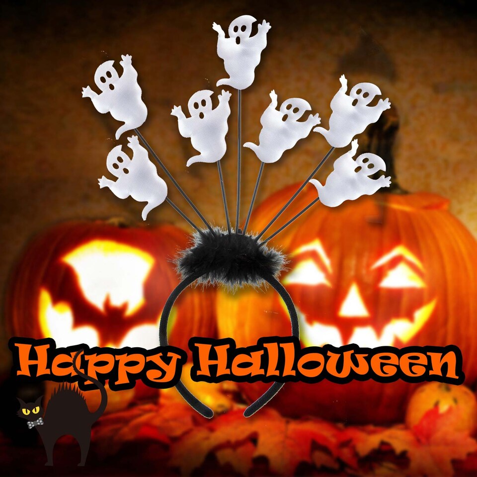 image 1 of PMS Halloween Ghost Headband Bopper, Trick or Treat Party Accessory