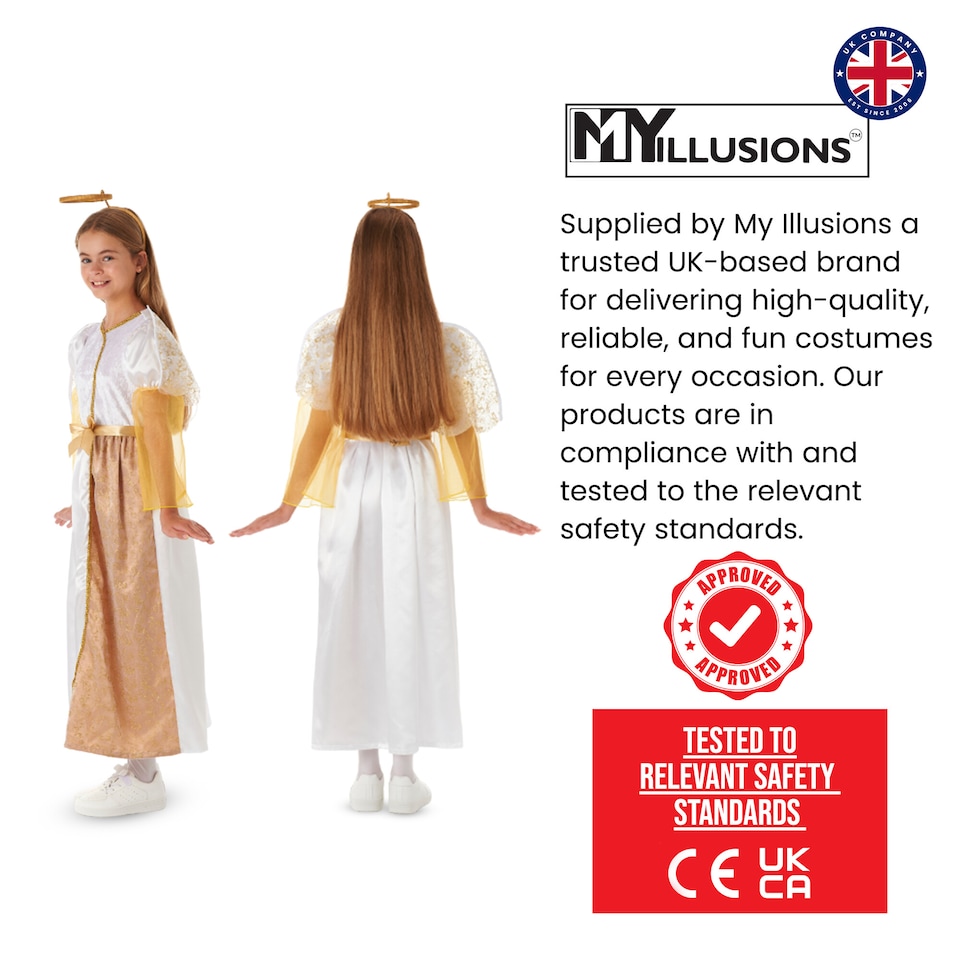 image 1 of Angelic Angel Girls Fancy Dress Festive Christmas Nativity Childrens Kid Costume(10-12 Years)