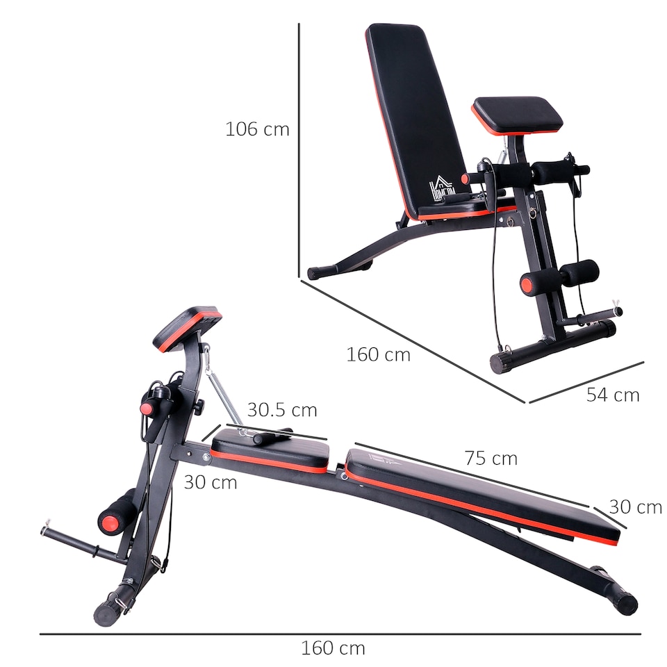 image 1 of HOMCOM Foldable Dumbbell Bench Weight Training, 7 Incline Adjustable, Red