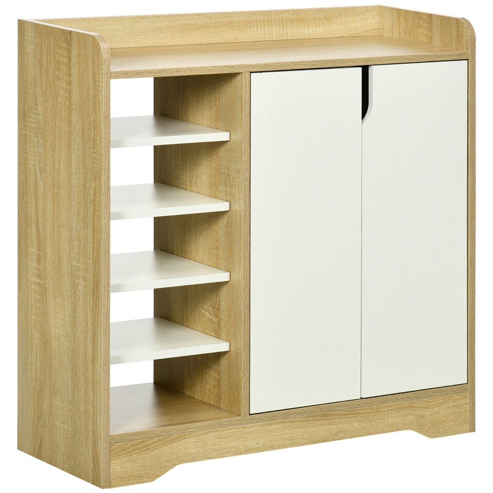 image 1 of HOMCOM Shoe Cabinet Shoe Storage Organizer with Five Open Shelves, Natural