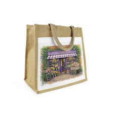 Traditional Village Florist Reusable Jute Shopping Bag