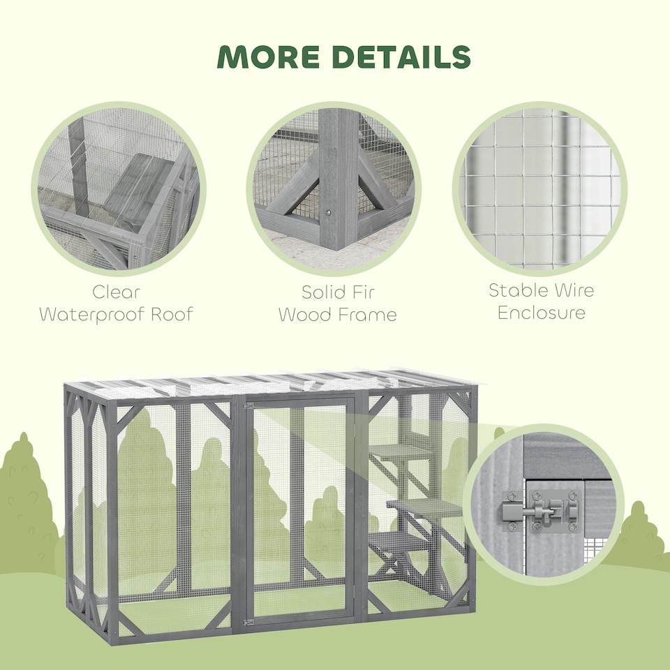 image 1 of PawHut 71 Wooden Cat House with 3 Platforms, Large Door for Multiple Cats