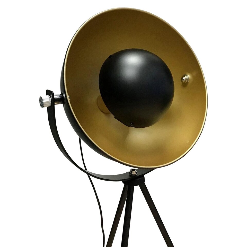 image 1 of Industrial Style Black Tripod Table Lamp | Black | Gold | Large | 1