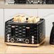 image 2 of HOMCOM 4 Slice Toaster with 7 Browning Levels, High Lift, ReheatDefrostCancel, Self-centring Function, Removable Crumb Tray, Auto Off, 1600W, Black Water Ripple Texture | Black | Rose gold accents