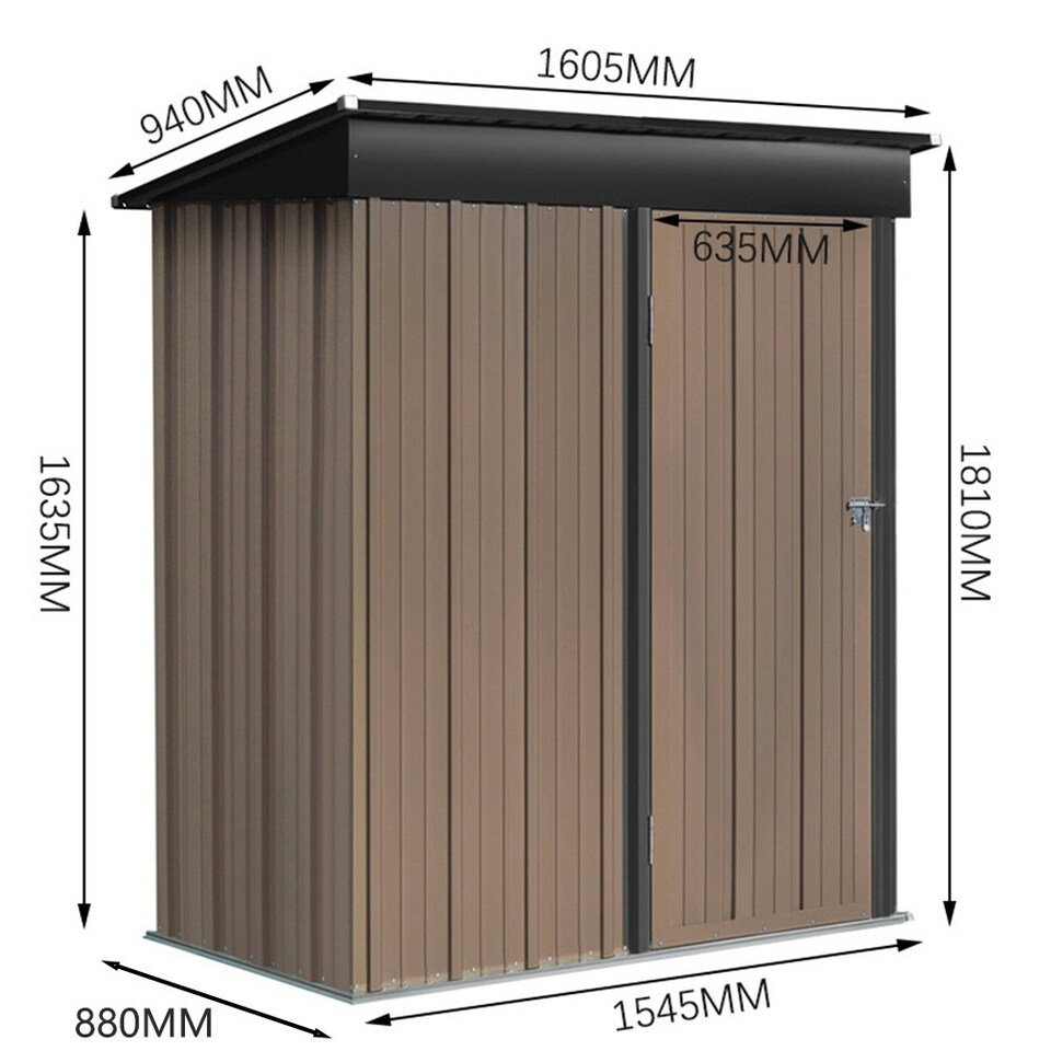 image 1 of Living and Home Garden Storage Shed with Lockable Door - Brown 154.5 x 94 x 181cm