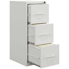 HOMCOM 3 Drawer Filing Cabinet Steel File Cabinet for A4 Letter Size Cream