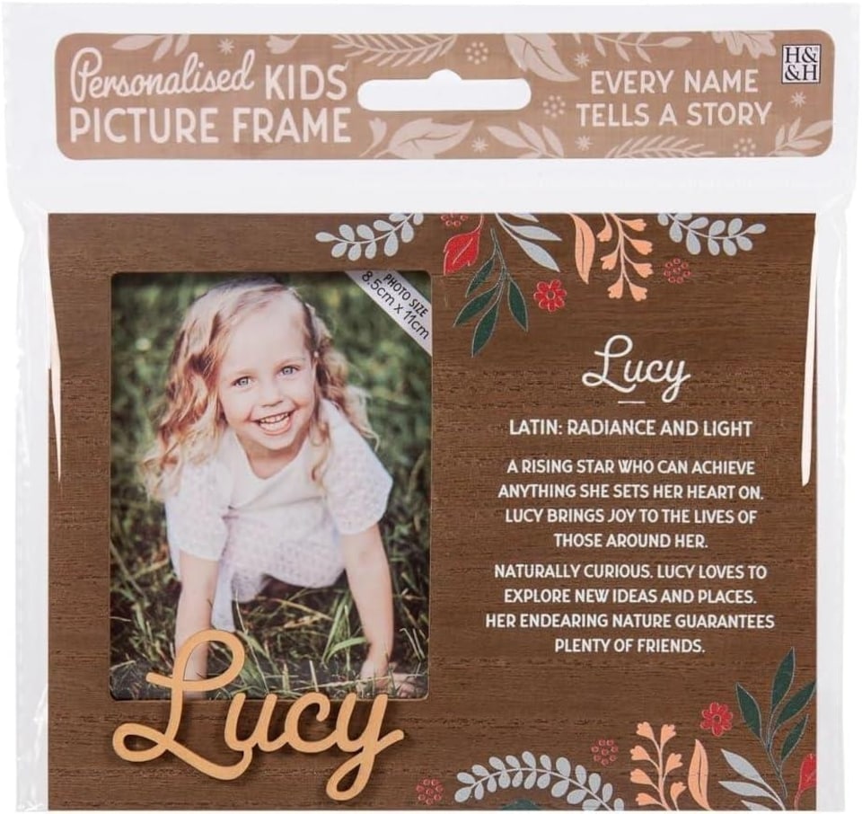 image 1 of History & Heraldry Pre-Personalised Kids Wooden Picture Frame - Lucy