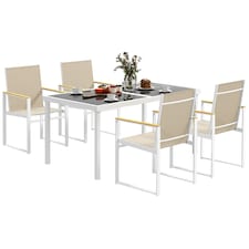 Outsunny 6 Pieces Garden Furniture Set with Parasol, Folding Chairs 
