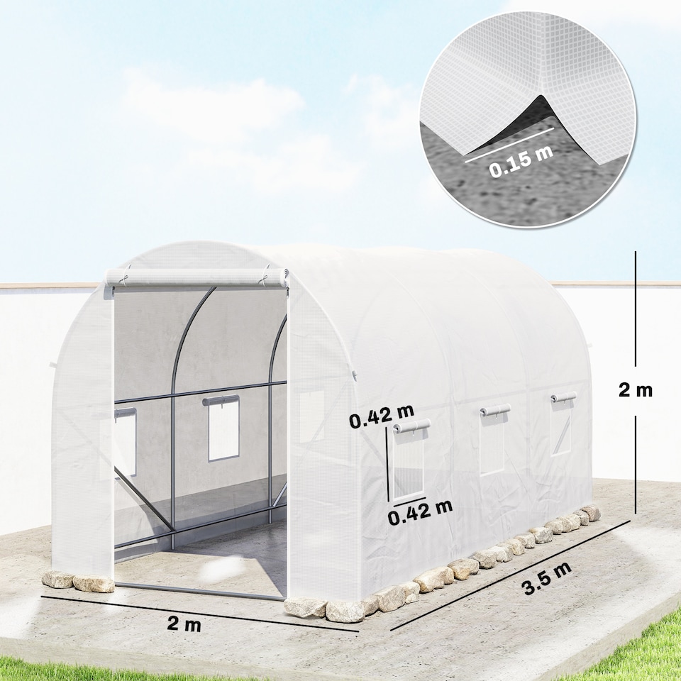 image 1 of Outsunny Large Walk-in Greenhouse Poly Tunnel Galvanised Garden Plants Grow Tent