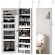 image 1 of HOMCOM Jewellery Cabinet with LED Lights, Door Hanging or Wall Mounted Full Length Mirror with Storage, Lockable Jewellery Organiser, White Surface and Black Lining | White | White Surface and Black Lining