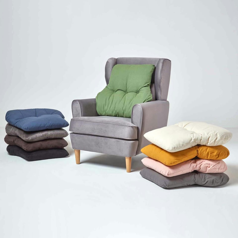 image 1 of Homescapes Cream Cotton Back Support Cushion | Cream | Cream | H 58 x W 68 x D 15 cm
